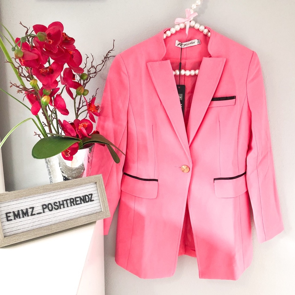 Vintage Pink/Black Trim Blazer Sz Small